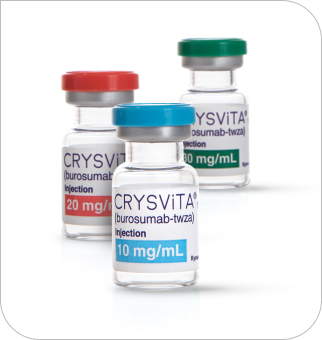 Vials of different doses of CRYSVITA